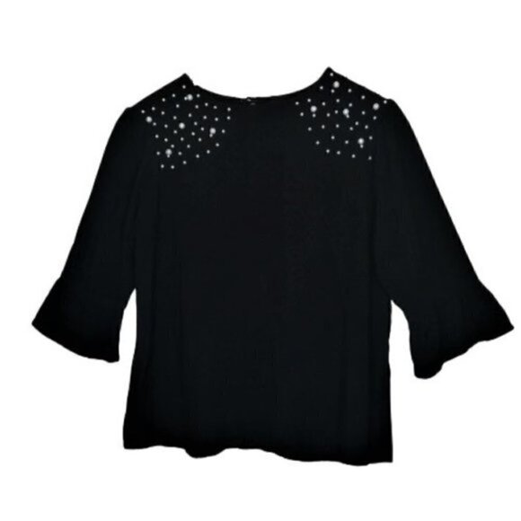 4/$25 D & Kade Black Pearl Studded Ruffle Top - Picture 2 of 8